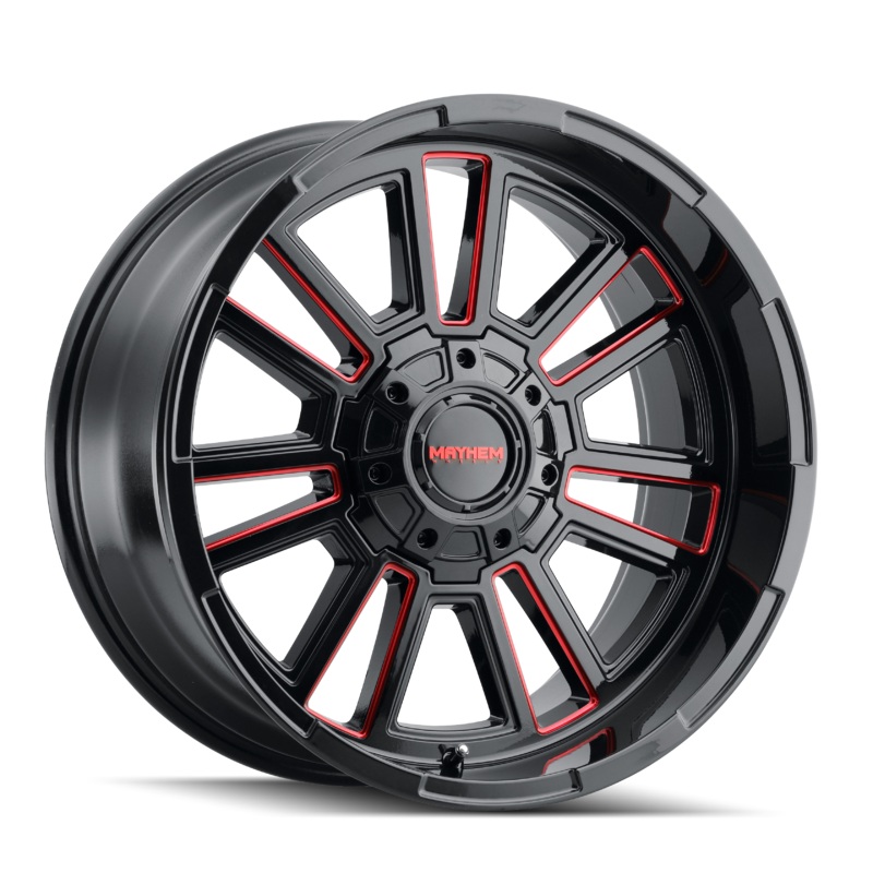 MAYHEM APOLLO 20×10 8×165.1 ET-19 125.2 Gloss Black Milled Prism Red