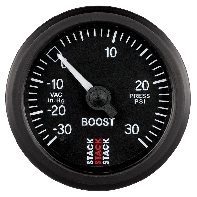 Autometer 52mm Stack Instruments -30INHG to +30PSI Mechanical Boost Gauge – Black