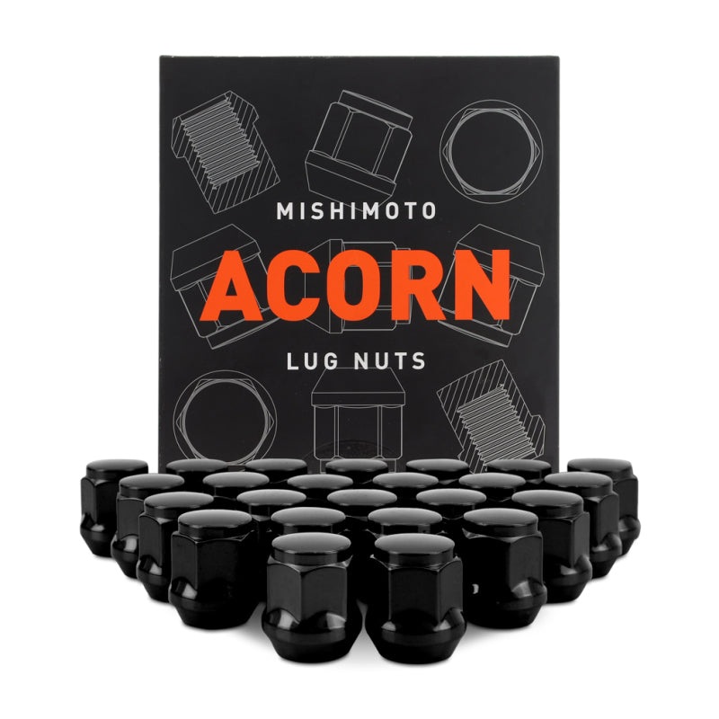 Mishimoto Steel Acorn Lug Nuts M14 x 1.5 – 24pc Set – Black