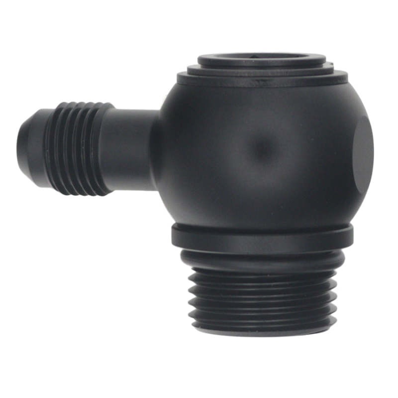 DeatschWerks 10AN ORB Male to 6AN Male Flare Low Profile 90-Degree Swivel – Anodized Matte Black