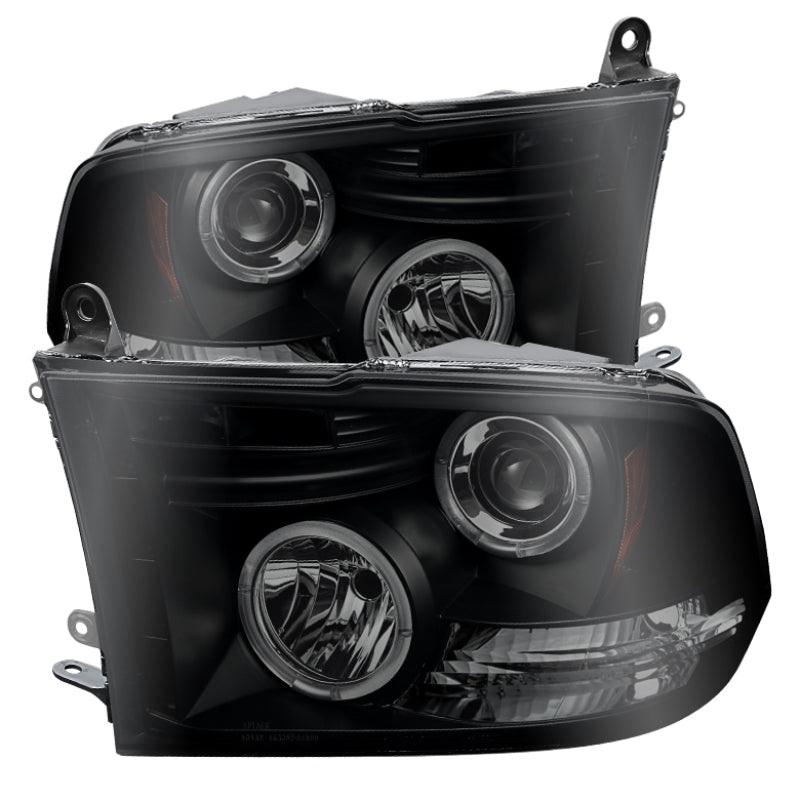 Spyder Dodge Ram 1500 09-14 Projector Headlights Halogen- LED Halo LED – Blk Smke PRO-YD-DR09-HL-BSM