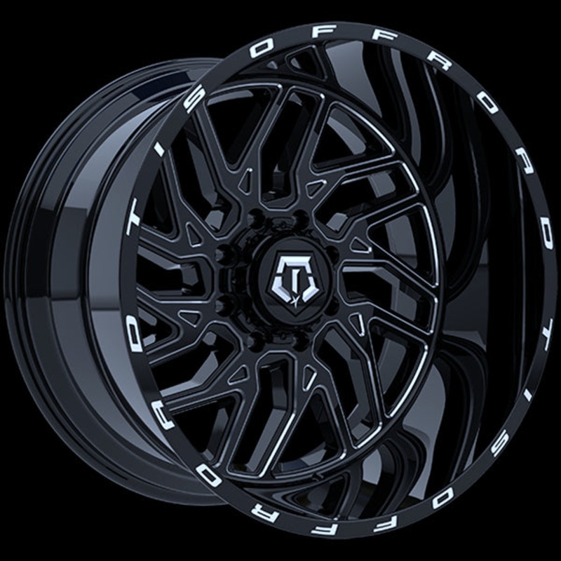 TIS Wheels 544 22×12.0 5×127/5×139.7 ET-44 78.1 Gloss Black – Milled Edge