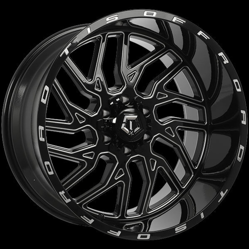 TIS Wheels 544 22×12.0 6×135/6×139.7 ET-44 108.1 Gloss Black – Milled Edge