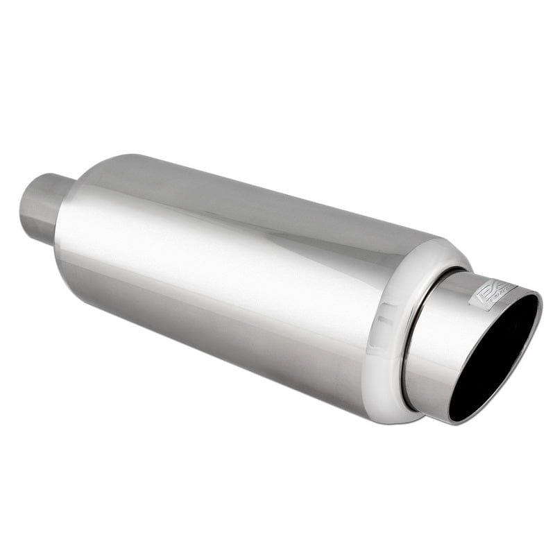 DC Sports Universal Round Muffler 2.5″ Inlet-3.25″ 5″ Tip Slant Cut