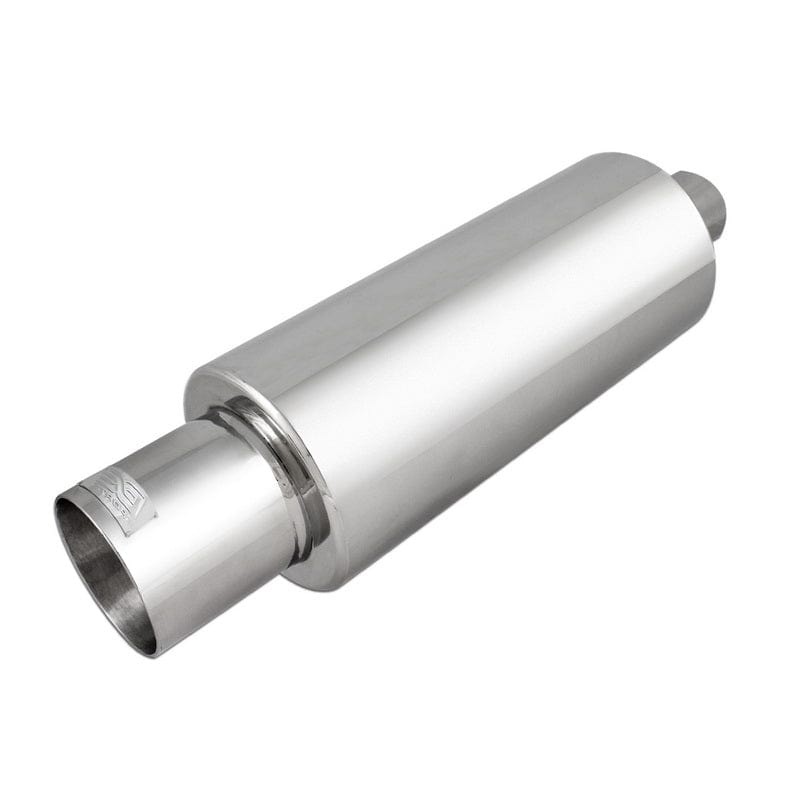 DC Sports Universal Round Muffler 2.5″ Inlet-4″ Tip Straight Cut