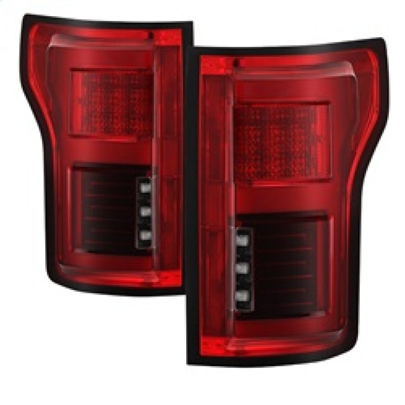 Spyder 15-18 Ford F-150 LED Tail Lights (w/Blind Spot) – Red Clear (ALT-YD-FF15015BS-LBLED-RC)