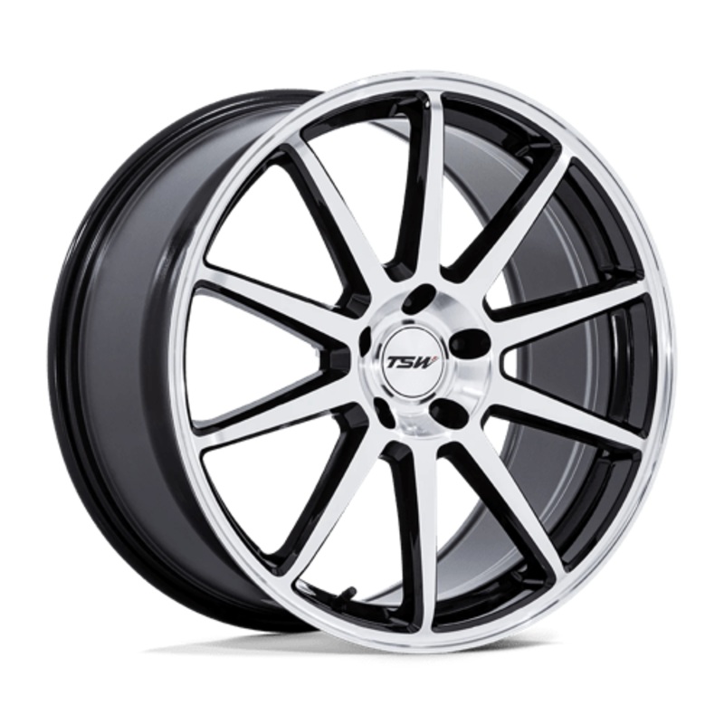 TSW TW004 CANARD 20X10.5 5X120 ET38 74.1 GLOSS BLACK W/ MACHINED FACE
