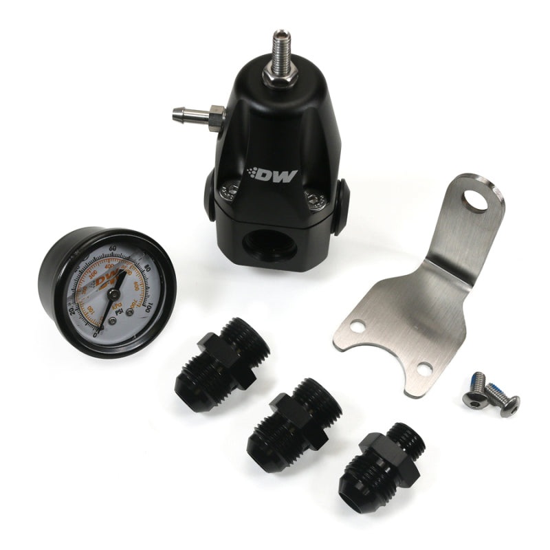 DeatschWerks DWR1000 AFPR + Pressure Gauge + 8AN Fittings – Anodized Black