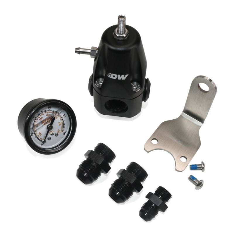 DeatschWerks DWR1000 AFPR + Pressure Gauge + 8AN & 6AN Fittings – Anodized Black