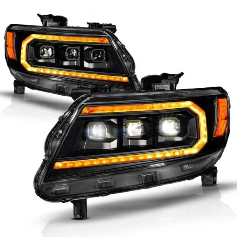 ANZO 15-22 Chevy Colorado Full LED Headlights w/ Initiation (Amber DRL) – Black