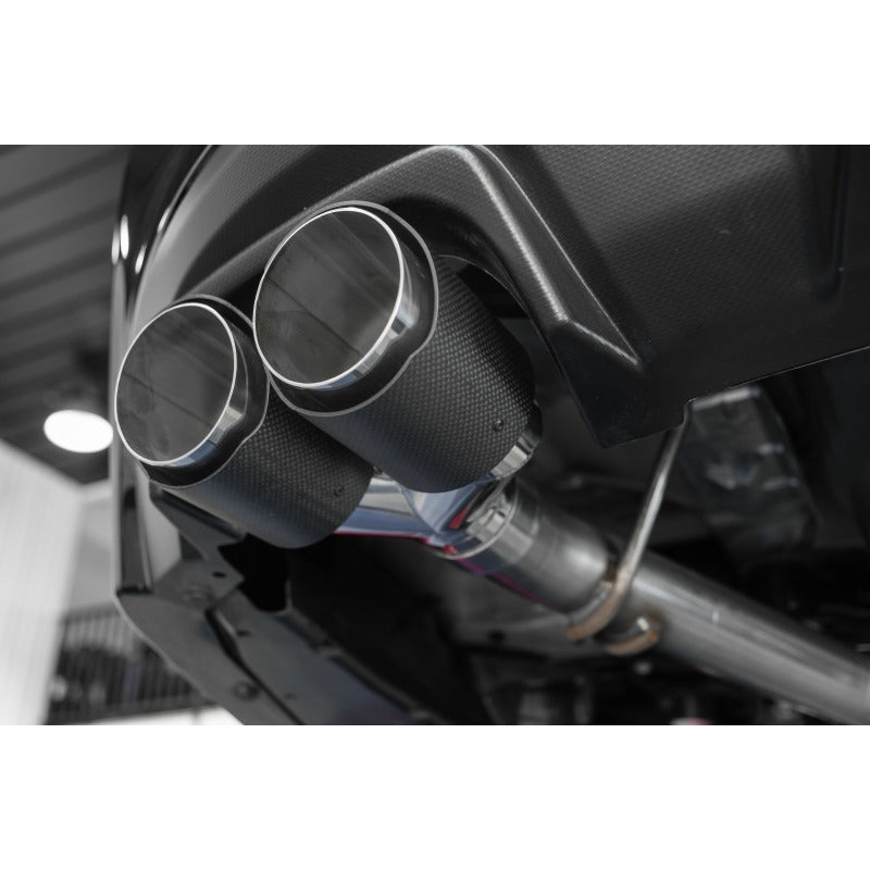 MBRP 15-19 Subaru WRX 2.0L/STI 2.5L 3in Dual Split Rear Exit w/ 3.5in CF Tips – T304 (Race Version)