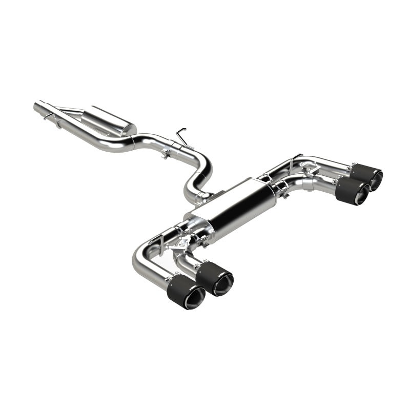 MBRP 2022 Volkswagen Golf R MK8 T304 Stainless Steel 3in Cat-Back, Quad Rear Exit- Carbon Fiber Tip
