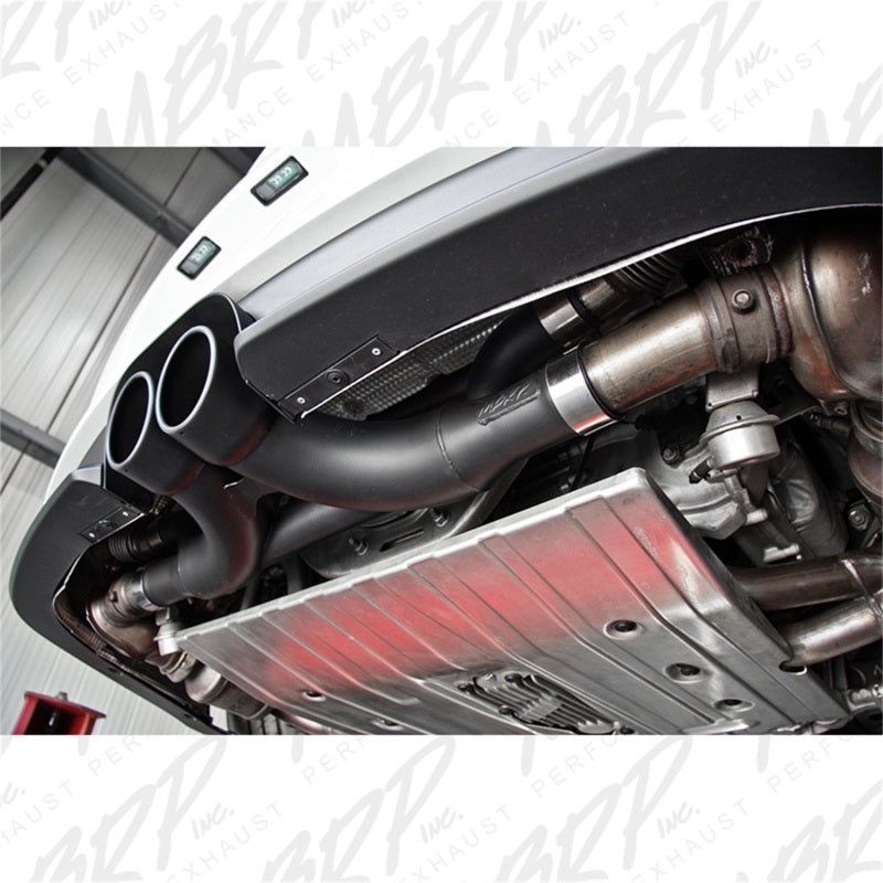 MBRP 14-19 Porsche GT3/GT3RS 3in Center Muffler Bypass 4in Tips – Black Coated