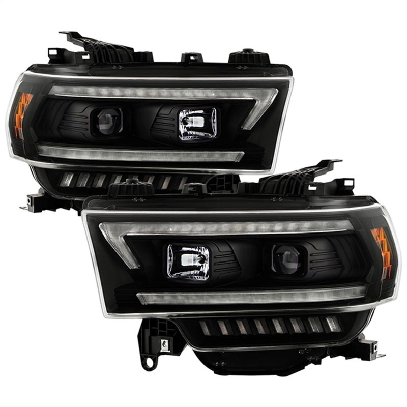 Spyder 19-22 Dodge Ram 2500 (Halogen Only) Projector Headlights – Black PRO-YD-DR19HDHALSI-SEQ-BK